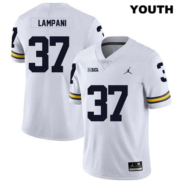 Youth NCAA Michigan Wolverines Jonathan Lampani #37 White Jordan Brand Authentic Stitched Legend Football College Jersey JP25H21SS